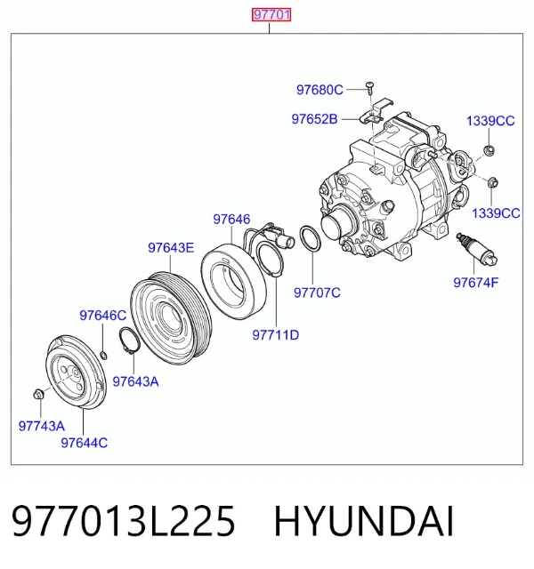 Компрессор кондиционера 977013L225 Hyundai/Kia