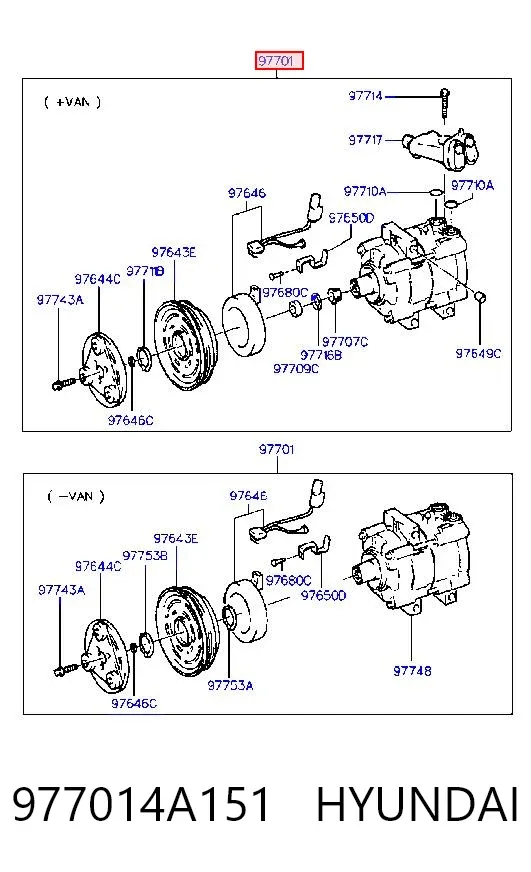 Компрессор кондиционера 977014A151 Hyundai/Kia