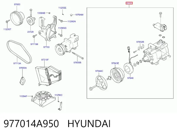 Компрессор кондиционера 977014A950 Hyundai/Kia