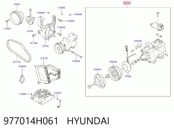 Компрессор кондиционера 977014H061 Hyundai/Kia