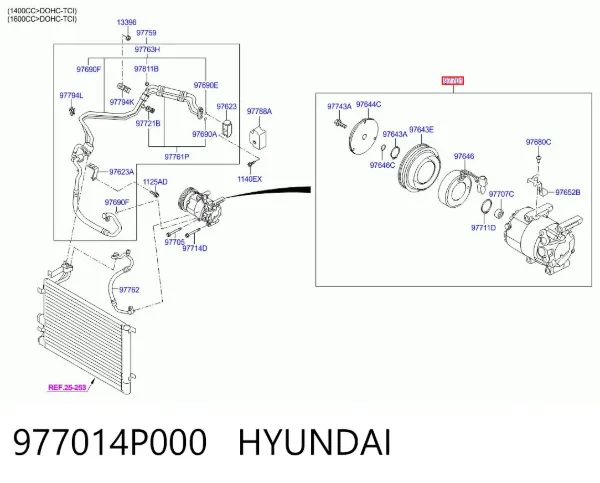 Компрессор кондиционера 977014P000 Hyundai/Kia