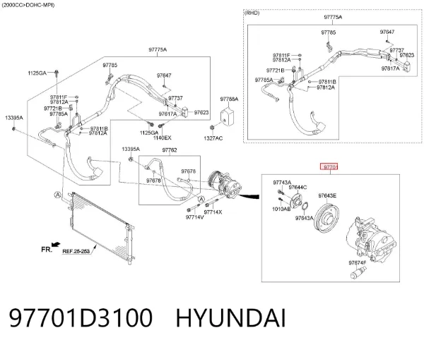 Компрессор кондиционера 97701D3100 Hyundai/Kia