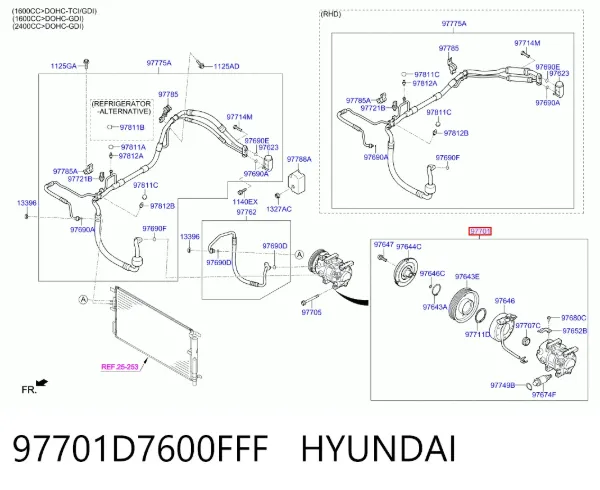 Компрессор кондиционера 97701D7600FFF Hyundai/Kia