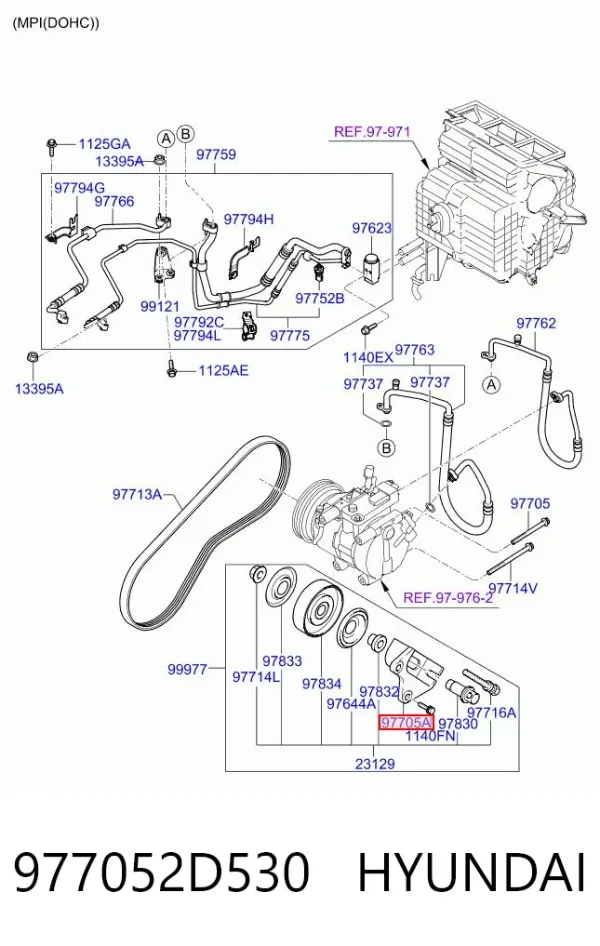 Ремень генератора 977052D530 Hyundai/Kia