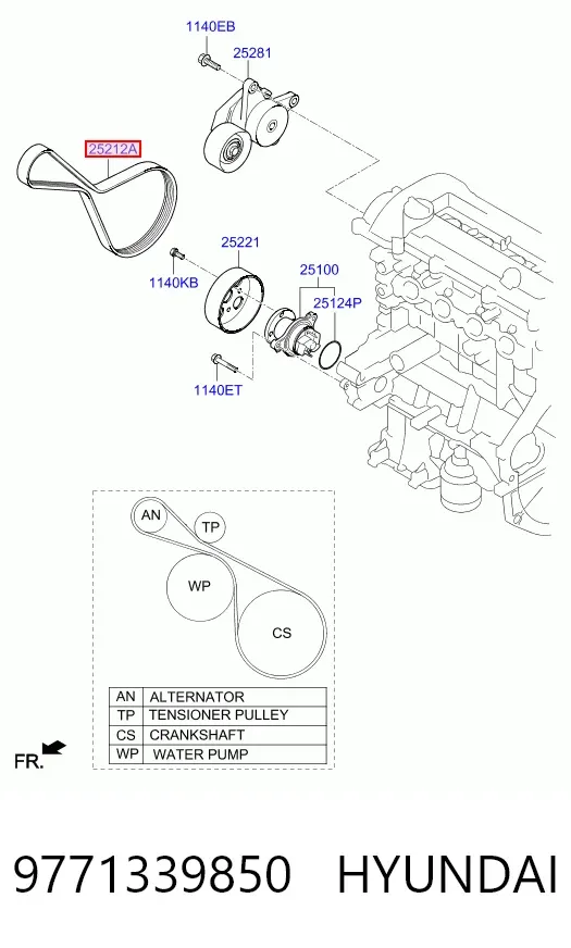 Ремень генератора 9771339850 Hyundai/Kia