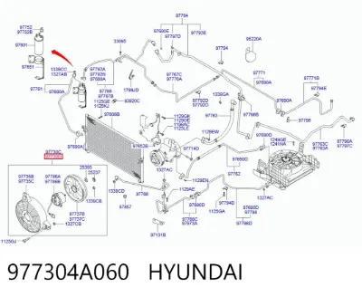 Электровентилятор кондиционера в сборе (мотор+крыльчатка) HYUNDAI 977304A060