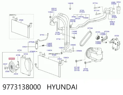 Электровентилятор кондиционера в сборе (мотор+крыльчатка) HYUNDAI 9773138000