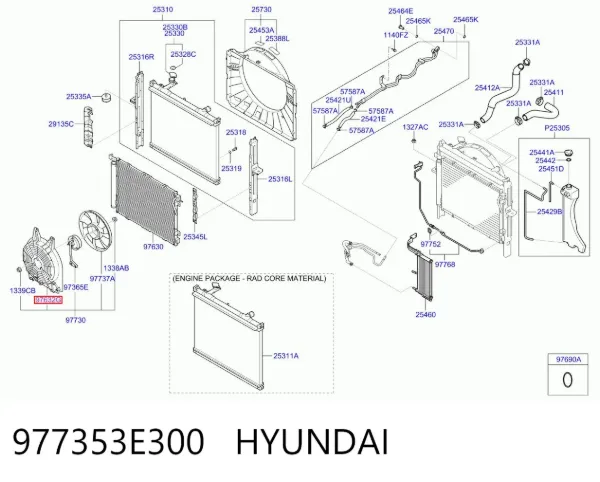 Диффузор радиатора 977353E300 Hyundai/Kia