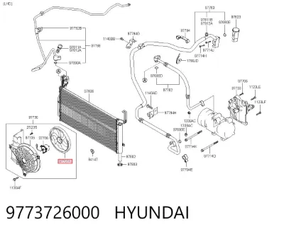 Вентилятор (крыльчатка) радиатора кондиционера HYUNDAI 9773726000