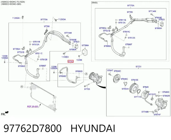 Шланг кондиционера, от компрессора к радиатору 97762D7800 Hyundai/Kia