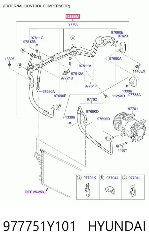 Шланг кондиционера, от радиатора к испарителю 977751Y101 Hyundai/Kia