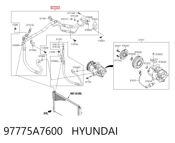 Шланг кондиционера, от испарителя к компрессору 97775A7600 Hyundai/Kia
