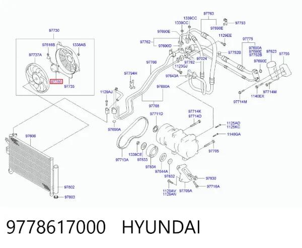 Мотор вентилятора кондиционера 9778617000 Hyundai/Kia