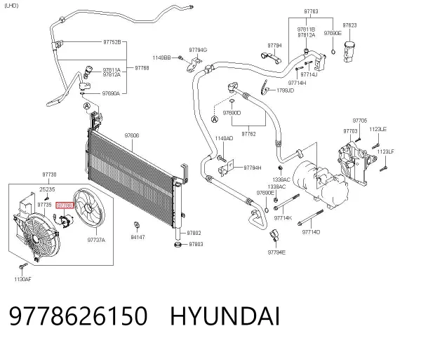 Мотор вентилятора кондиционера 9778626150 Hyundai/Kia