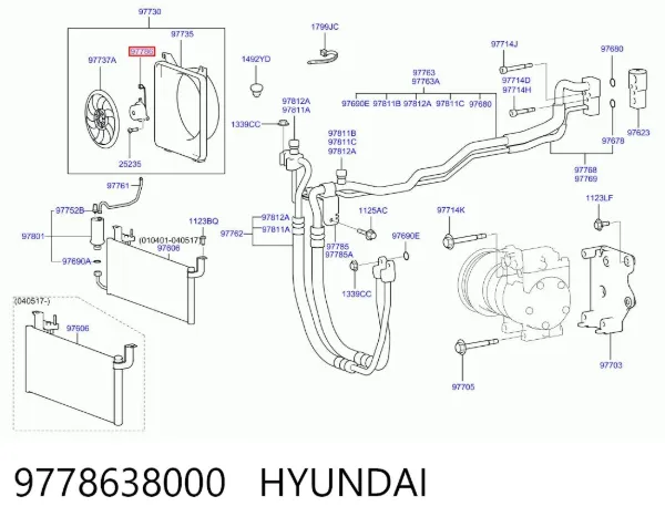 Мотор вентилятора кондиционера 9778638000 Hyundai/Kia