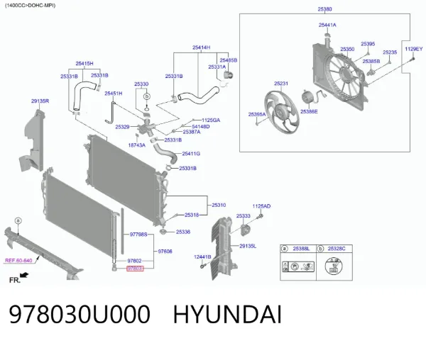 Кран сливной радиатора охлаждения 978030U000 Hyundai/Kia