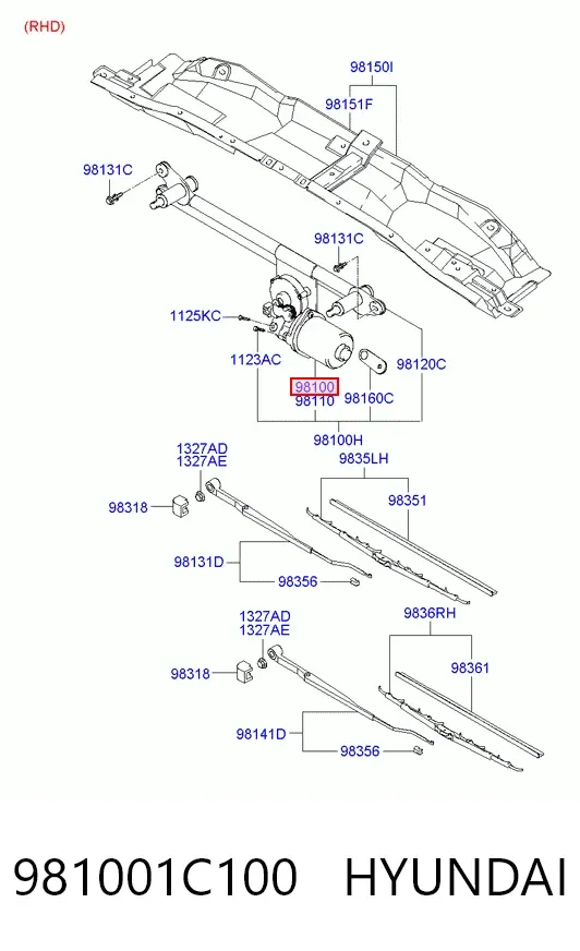 Мотор дворников 981001C100 Hyundai/Kia