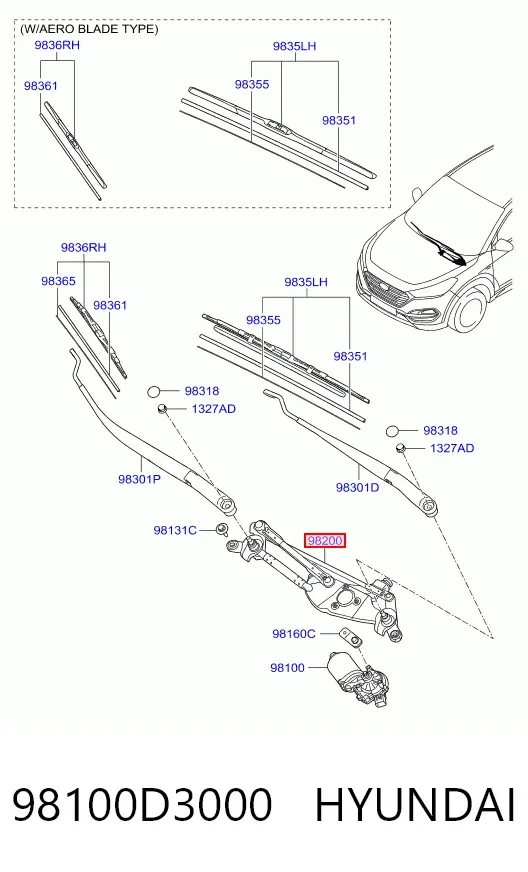 Трапеция дворников 98100D3000 Hyundai/Kia