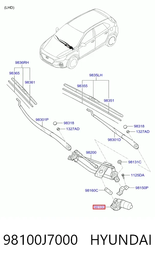 Мотор дворников 98100J7000 Hyundai/Kia