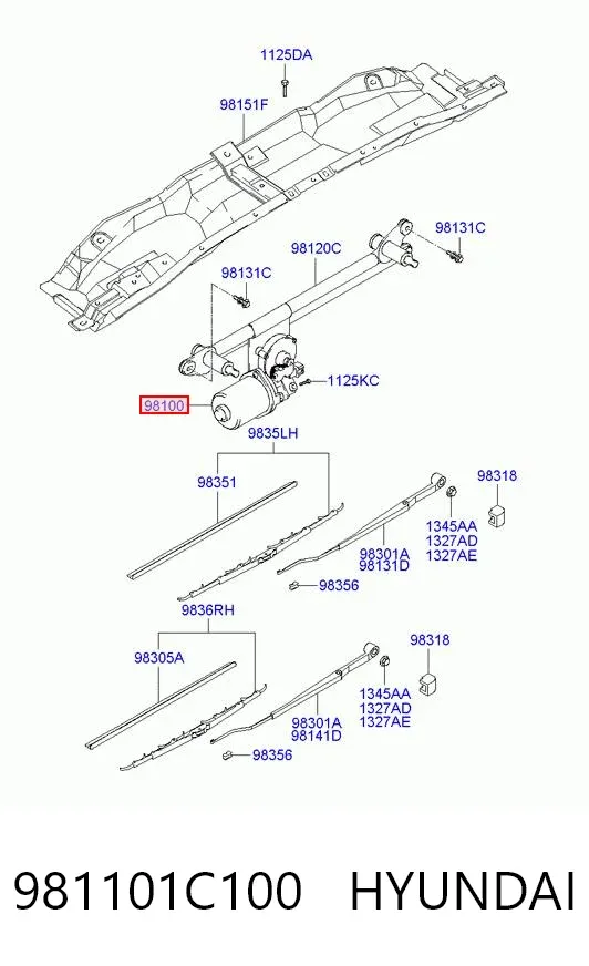 Мотор дворников 981101C100 Hyundai/Kia