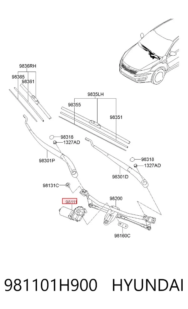 Мотор дворников 981101H900 Hyundai/Kia