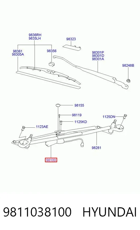 Мотор дворников 9811038100 Hyundai/Kia