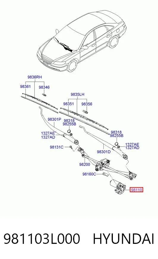 Мотор дворников 981103L000 Hyundai/Kia