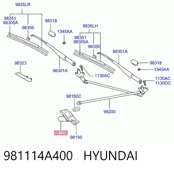 Мотор дворников 981114A400 Hyundai/Kia