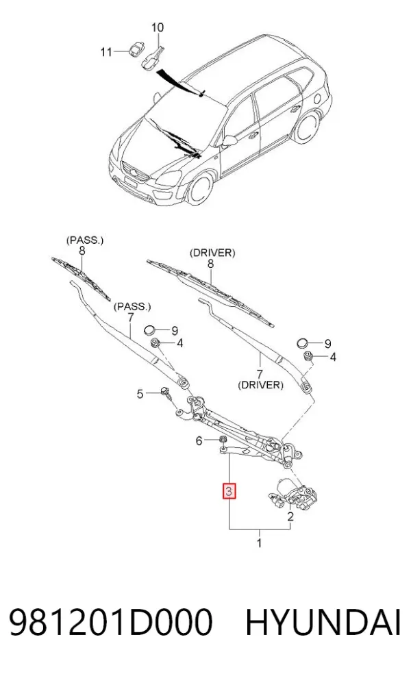 Трапеция дворников 981201D000 Hyundai/Kia