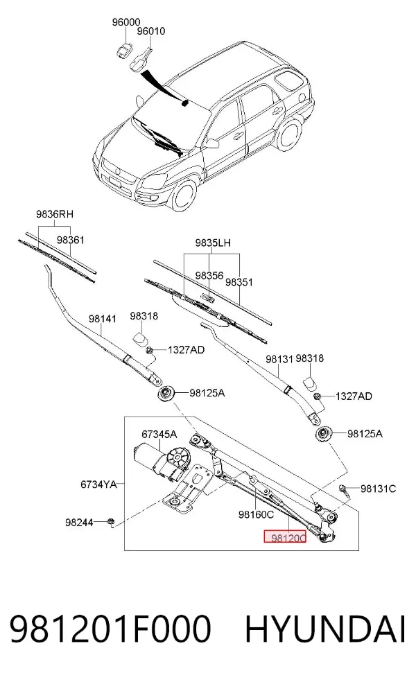Трапеция дворников KIA Sportage II
