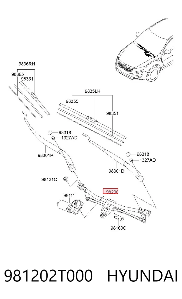 Трапеция дворников 981202T000 Hyundai/Kia