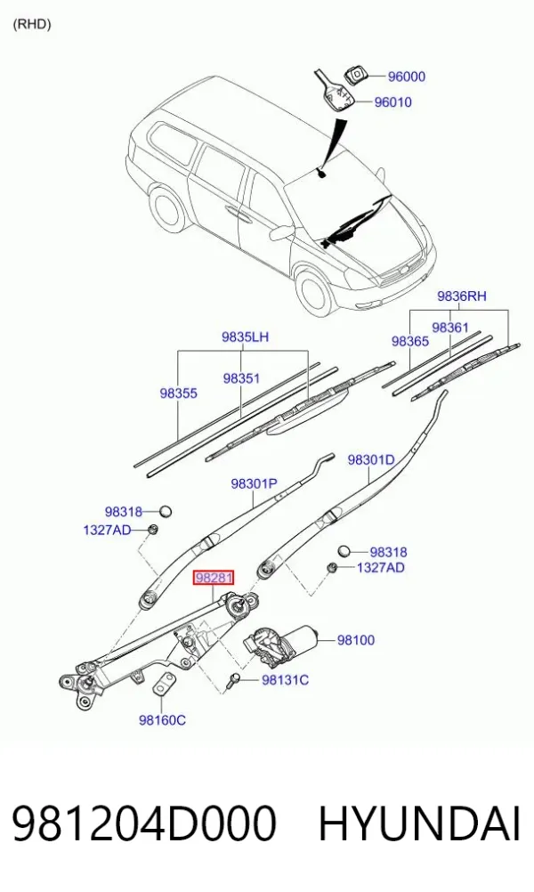 Трапеция дворников 981204D000 Hyundai/Kia