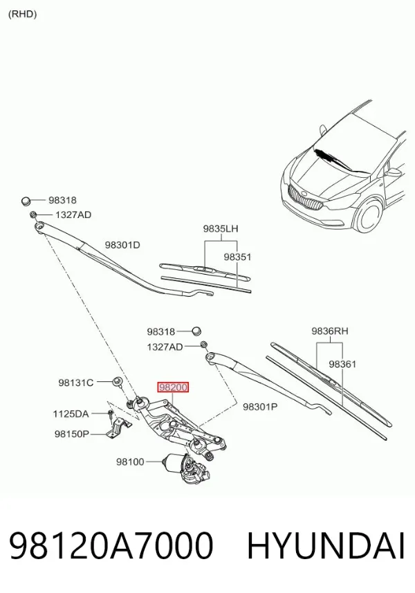 Трапеция дворников 98120A7000 Hyundai/Kia