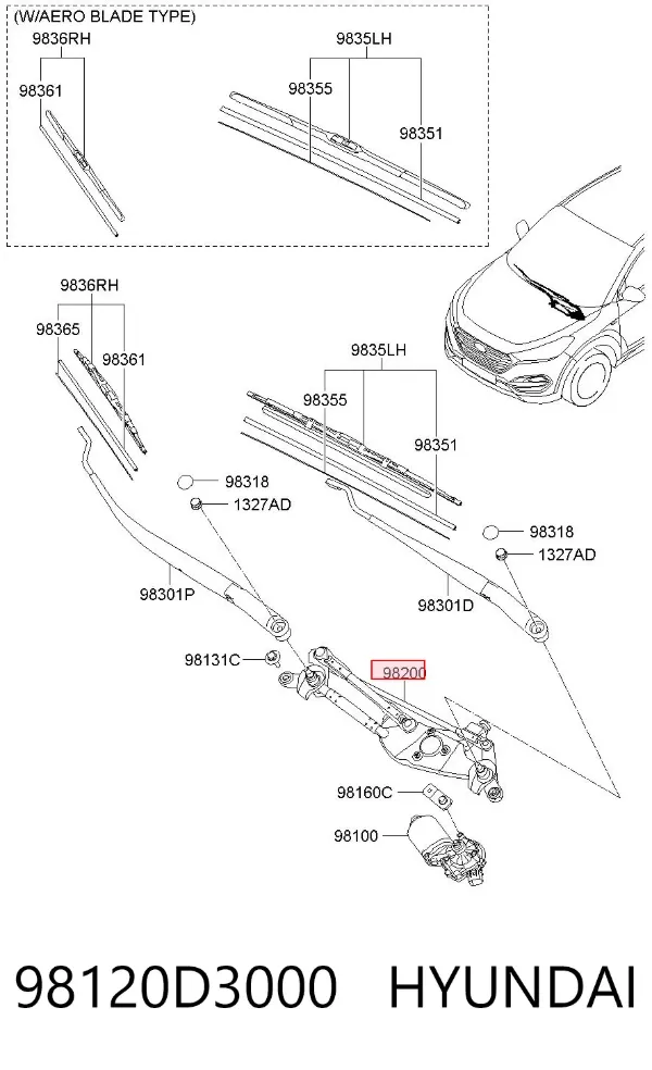 Трапеция дворников 98120D3000 Hyundai/Kia