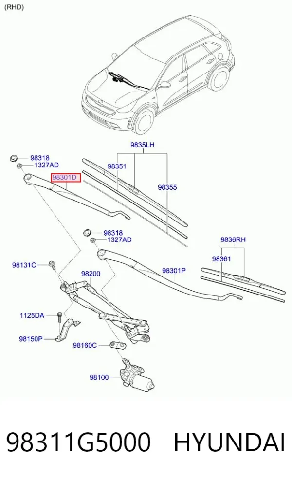 Поводок стеклоочистителя 98311G5000 Hyundai/Kia