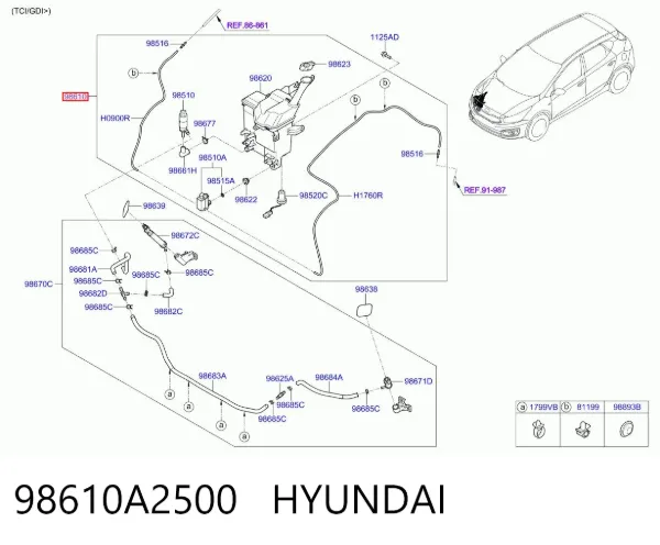 Бачок омывателя 98610A2500 Hyundai/Kia