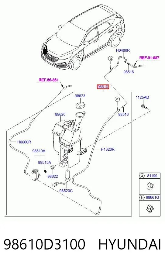 Бачок омывателя 98610D3100 Hyundai/Kia
