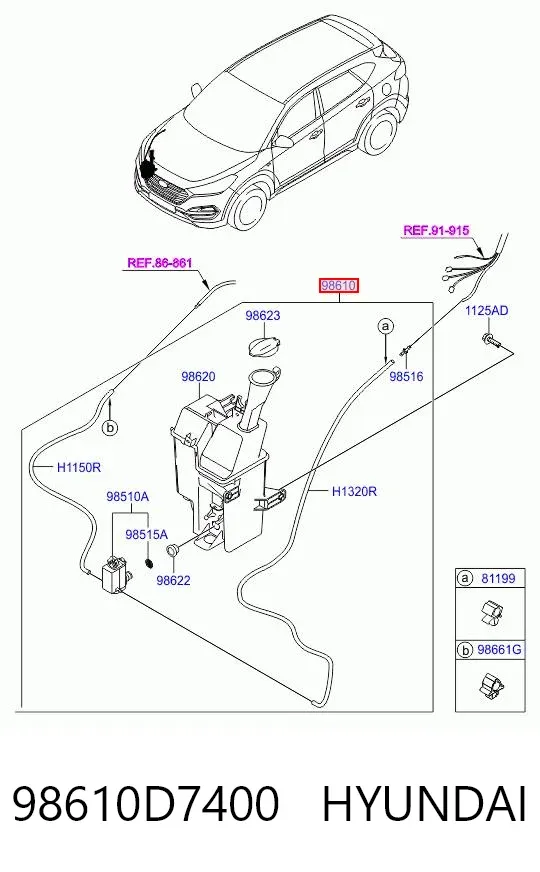 Бачок омывателя 98610D7400 Hyundai/Kia