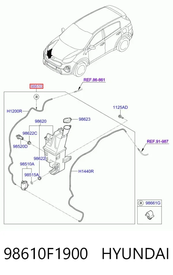 Бачок омывателя 98610F1900 Hyundai/Kia