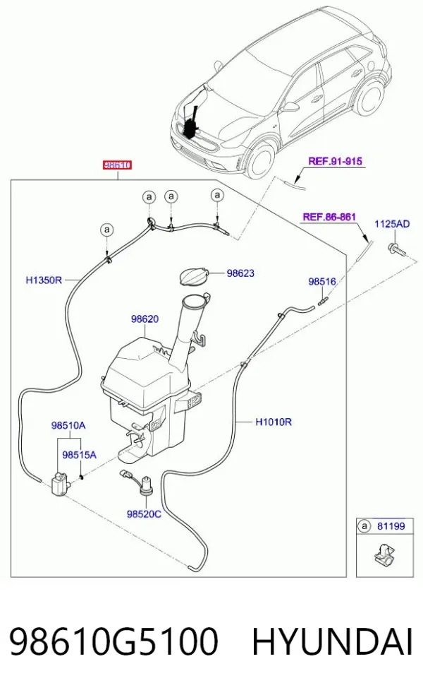 Бачок омывателя 98610G5100 Hyundai/Kia