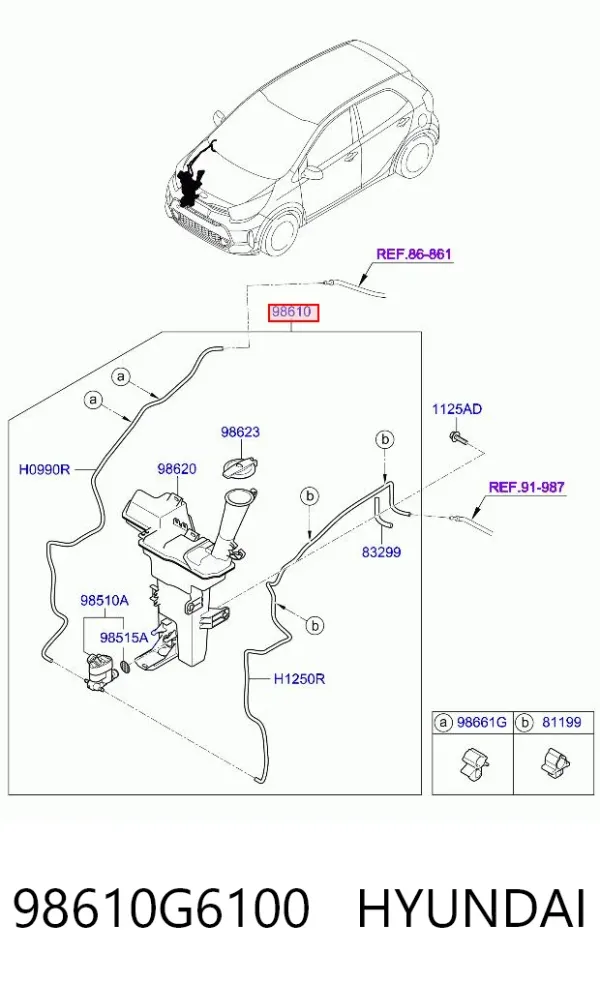 Бачок омывателя 98610G6100 Hyundai/Kia