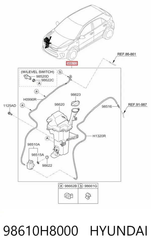 Бачок омывателя 98610H8000 Hyundai/Kia