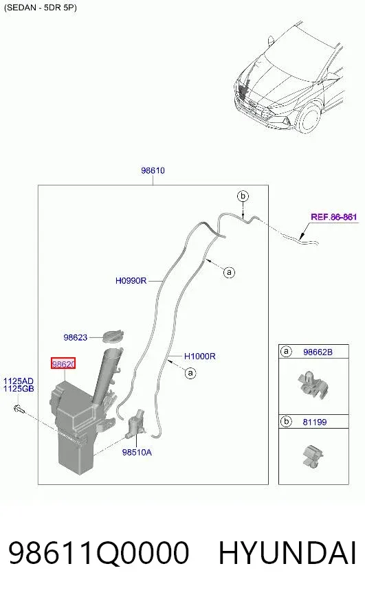 Бачок омывателя 98611Q0000 Hyundai/Kia