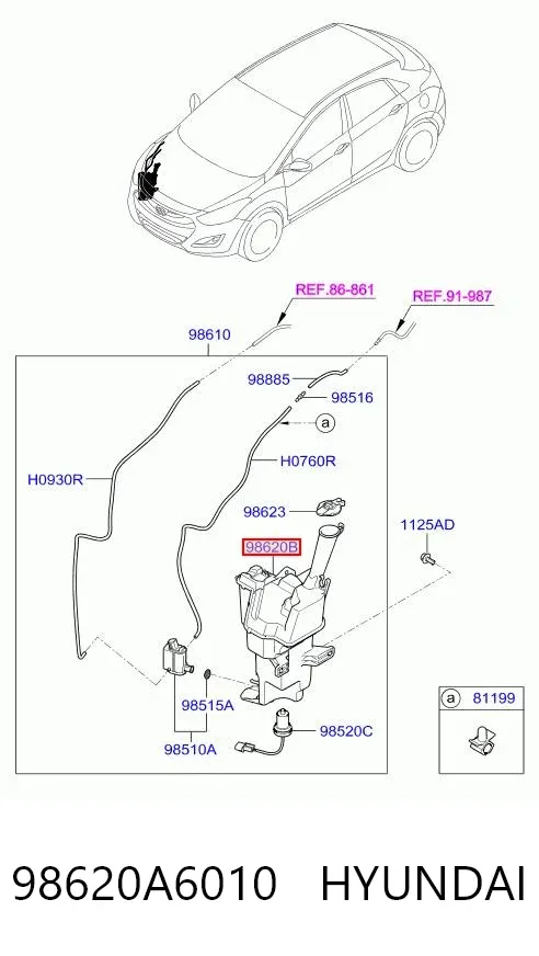 Бачок омывателя 98620A6010 Hyundai/Kia