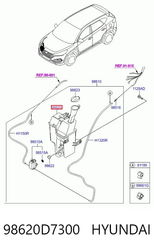 Бачок омывателя 98620D7300 Hyundai/Kia