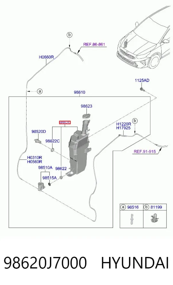 Бачок омывателя 98620J7000 Hyundai/Kia