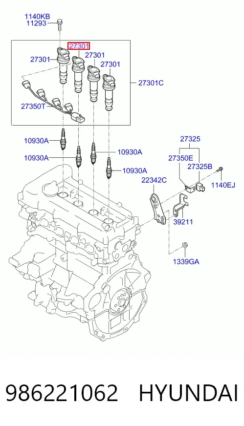 Катушка зажигания 986221062 Hyundai/Kia