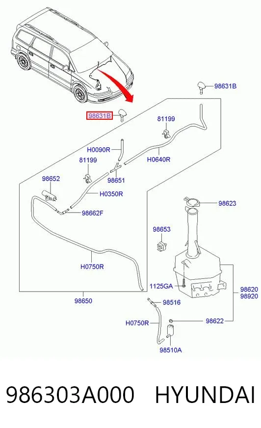 Форсунка омывателя 986303A000 Hyundai/Kia