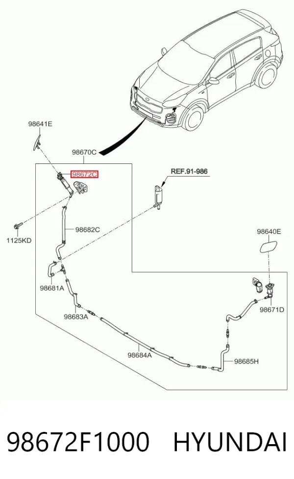Форсунка омывателя фары передней правой 98672F1000 Hyundai/Kia