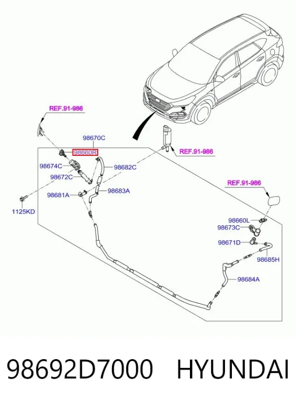 Форсунка омывателя фары передней правой 98692D7000 Hyundai/Kia